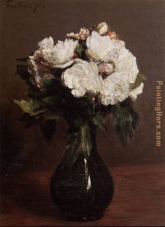 Henri Fantin-Latour White Roses in a Green Vase